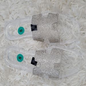 P011   Steven New York Clear Blingy Slip-on Slipper.